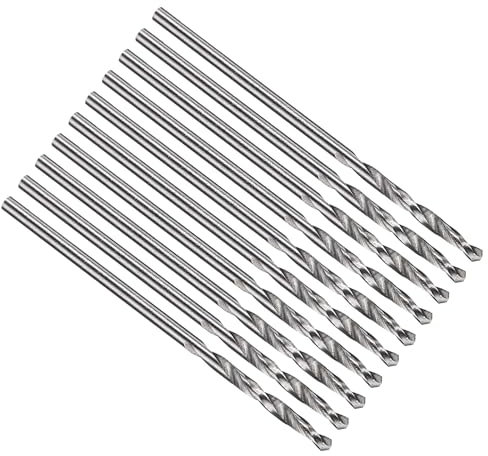 PATIKIL 0.7mm Drill Bit, Jobber Straight Shank M2 High-Speed Steel 135° Uncoated Bright for Stainless Steel Medium Hard Metal - 10 Pack
