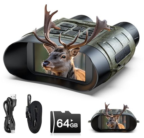 HOTPEAK Nachtsichtbrille für Erwachsene, 112MP 4K Nachtsicht-Fernglas 12X Zoom & 5000mAh Akku, 64GB Karte enthalten, Infrarotsicht, 457.2 m Reichweite, perfekt für Jagd, Camping & Sicherheit