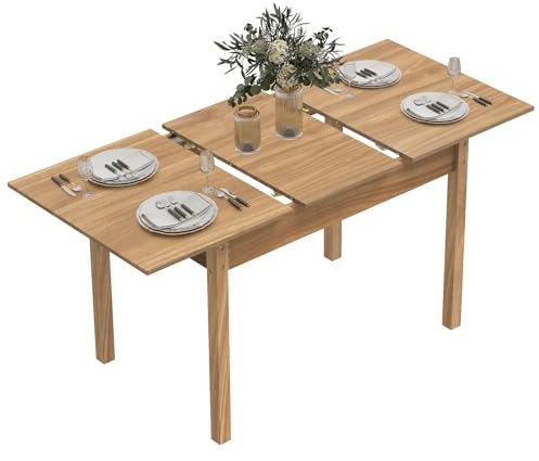 Ausziehbarer Holztisch 110–150 cm für 6–8 Personen, großer Küchentisch mit soliden Beinen, perfekt für Zuhause und Restaurant, stilvolle Familienmöbel