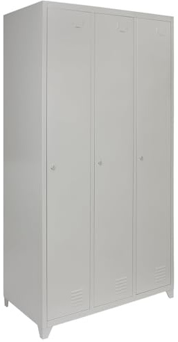 Monster Shop Lockers Metal Lockable Storage Large 3 Door School Work Staff Unit Grey Steel Rail Shelf Gym Changing Shelves