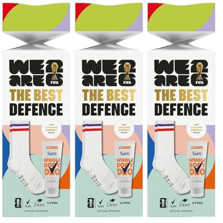 The Best Defence Gift Set- 3 Pack, with Whole Body Deodorant and Limited Edition Socks Fresh Citrus Scent, FIFA Official Men's Grooming Cracker for Sports Fans & Gifting