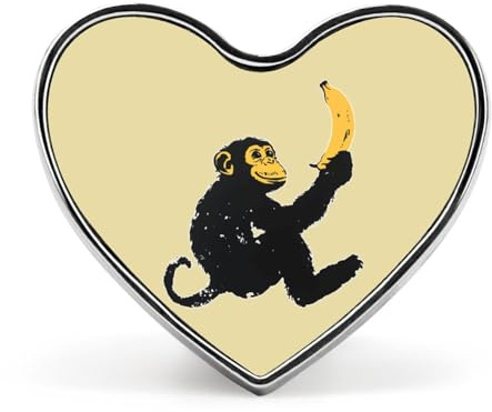 Affen-Brosche mit Banane, herzförmige Anstecknadeln, Dekoration mit Grafik für Hut, Kleidung und Tasche