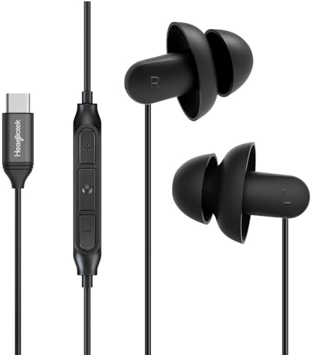 Hearprotek Schlafkopfhörer mit USB-C, In-Ear Silikon Ohrhörer mit Mikrofon & Geräuschisolierung, kabelgebundene Kopfhörer für Android, ideal zum Schlafen, gegen Schnarchen & auf Reisen