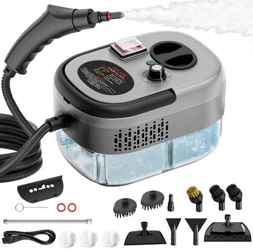 Rewing Steam Cleaner Handheld Steam Cleaner 1.2L Water Tank, 15s Fast Heating, with 14 Accessories, for Multi-Surface Stain Removal, Perfect for Stain Removal, Car, Sofa (Gray)