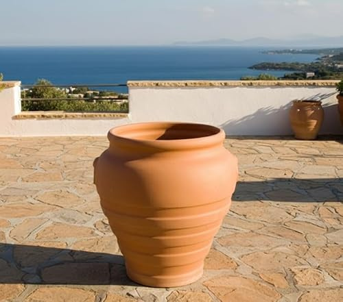 GartenGees Terracotta Pflanzkübel,bauchig,mit Muster,Griechenland,42cm hoch