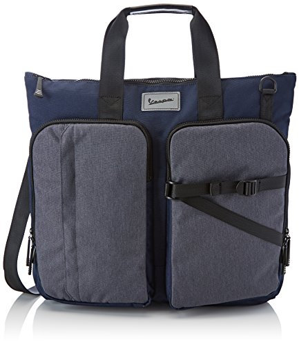 Vespa Mile, Messenger-Tasche, Uni, für Erwachsene, 44 x 37 x 12 cm (B x H x L), Blau (Blau/Grau), 44x37x12 cm (W x H x L)