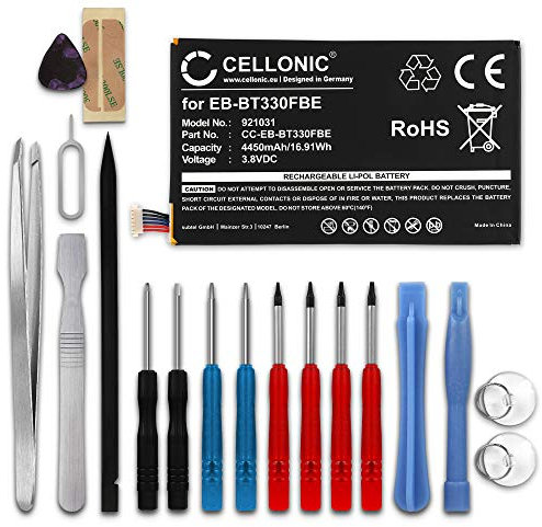 CELLONIC, Batteria per Tablet compatibile con Samsung Galaxy SM-T335 Tab 4 8.0, SM-T330 4 (3.8V, 4450mAh) + Set di attrezzi
