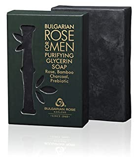Natural handmade purifying glycerin soap bar for deep cleansing and detox, Bulgarian Rose for Men
