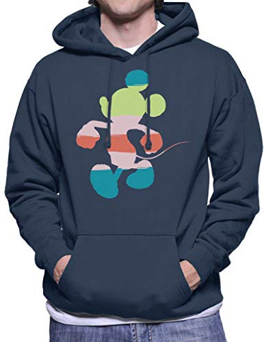 Disney Mickey Mouse Colour Silhouette Men's Hooded Sweatshirt Navy Blue
