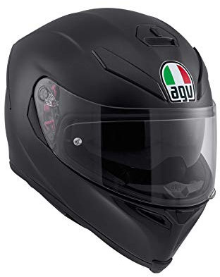 AGV K5 S ECE 22-05 Solid Motorrad Integralhelm ECE 22-05 aus Carbon-Glasfaser, mit Sonnenblende, Matt Schwarz, S