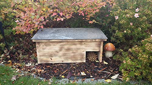 Hanni Igelhaus Igelschutz geflammt Dachpappe handgemacht Gratis Stroh 60x40x22cm