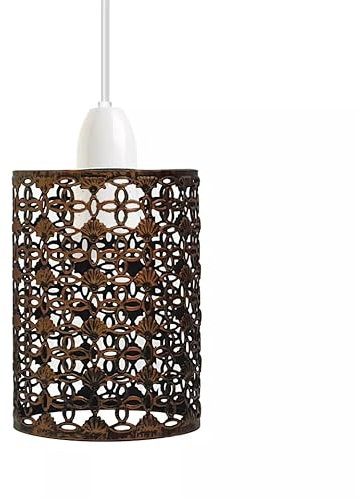 LEDSone Moderne, einfach zu montierende E27-Sockel, industrielle Metall-Hängelampe, Lampe im Käfig-Stil, Deckenlampenschirm, geeignet für Schlafzimmer, Wohnzimmer, Küche usw. (gebürstetes Kupfer)