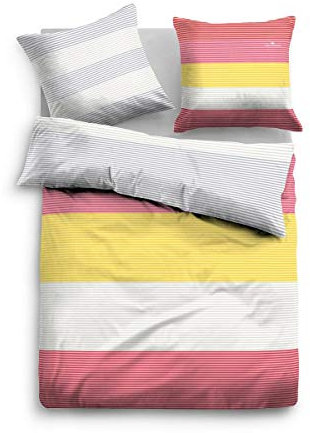 TOM TAILOR 0069957 Bettwäsche Garnitur mit Kopfkissenbezug Baumwoll-Satin 1x 135x200 cm + 1x 80x80 cm lemon