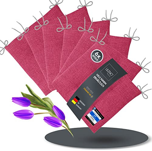 LILENO HOME 6er Set Stuhlkissen Pink (40x40x4,5 cm) - Sitzkissen für Gartenstuhl, Küche oder Esszimmerstuhl - Bequeme UV-beständige Indoor u. Outdoor Stuhlauflage als Stuhl Kissen