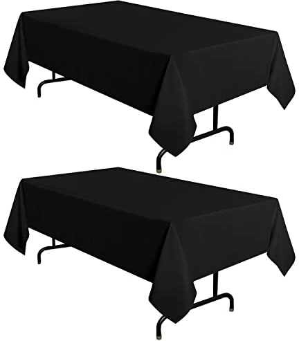 sancua 2 Pack Black Tablecloth 60 x 102 Inch, Rectangle 6 Feet Table Cloth - Stain and Wrinkle Resistant Washable Polyester Table Cover for Dining Tables, Buffet Parties and Camping
