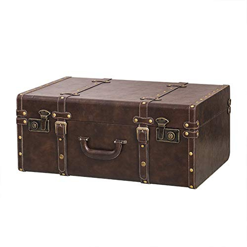 XJJUN Deko Koffer,Vintage-Koffer, Koffer, Foto-Requisiten, Aufbewahrungsdekorationen, Retro-Koffer, 3 Modelle (Farbe : Braun, Größe : 60x40x26cm)