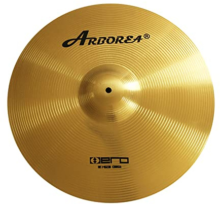 Arborea Crash Cymbal 18 Gold Hero Brilliant Finish Bright Sound Drum Cymbal For Practice (18Crash）