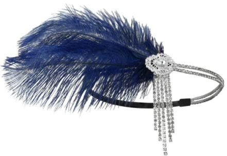 LEEMASING Fascinator für Damen, Retro-Feder, Flapper, Party-Stirnband, Accessoire für Hochzeit, Teeparty, Blau