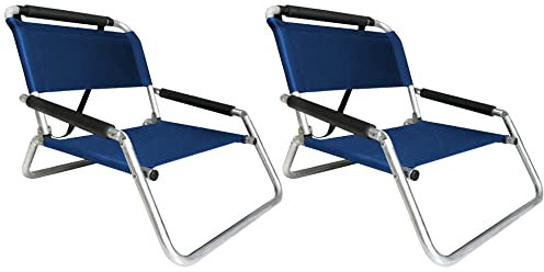 Neso 2 confezioni di sedie da spiaggia resistenti all'acqua leggere tracolla e tasca per scivolare - pieghe sottili (a colori) (Blu navy)