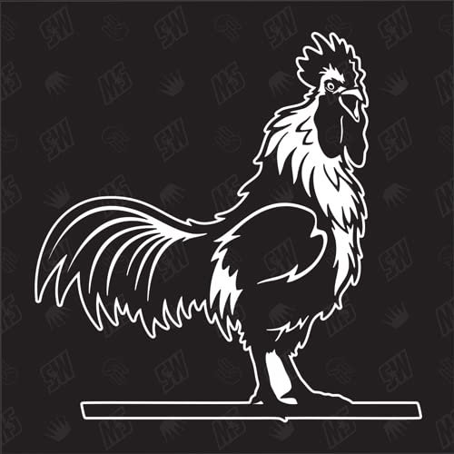 speedwerk-motorwear Hahn Version 1 - Aufkleber, Gockel, Autoaufkleber, Sticker, Bauernhof, Tiere, Farmanimals, Farmtiere, Huhn, Henne, Hühnchen, Vogel, Geflügel (AUCH MIT Wunschname MÖGLICH)