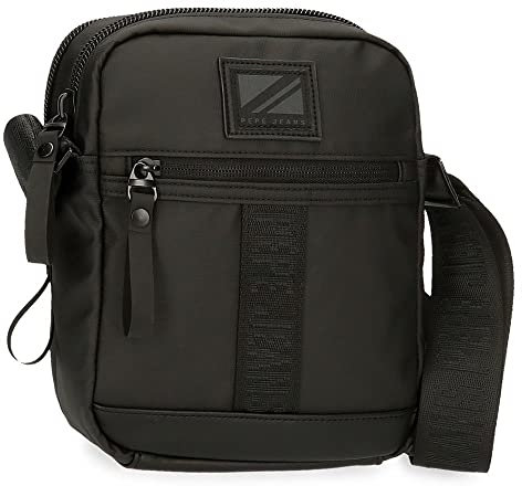 Pepe Jeans Hoxton Bandolera Dos Compartimentos Negro 17x22x7,5 cms Poliéster y PU