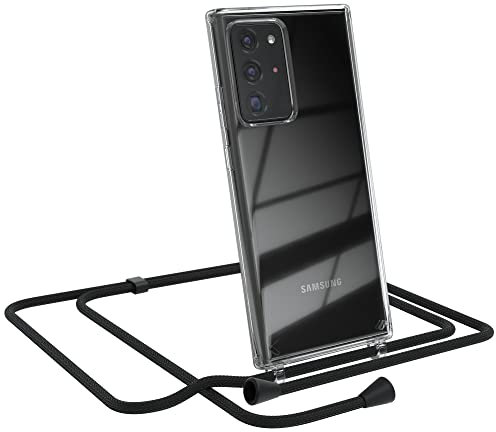 EAZY CASE Handykette kompatibel mit Samsung Galaxy Note 20 Ultra/Note 20 Ultra 5G Handyhülle mit Umhängeband, Handykordel mit Schutzhülle, Silikonhülle, Stylische Kette, Schwarz - Clips Schwarz