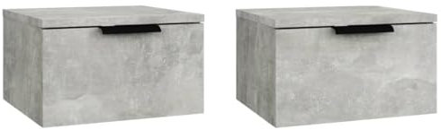 vidaXL 2X Wand Nachttisch Hängend Nachtschrank Nachtkonsole Nachtkommode Schlafzimmer Schrank Kommode Hängeschrank Wandschrank Betongrau 34x30x20cm