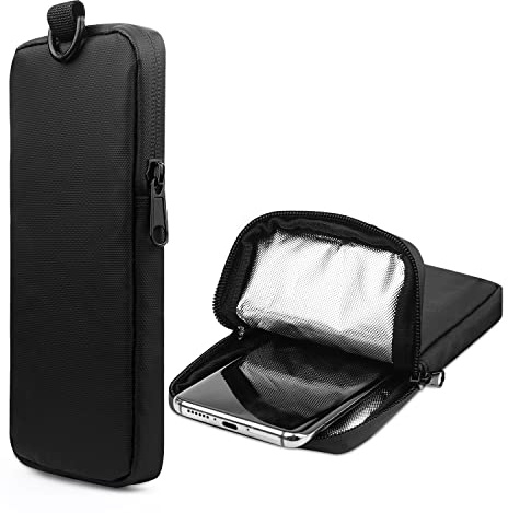 WALLFID 2PCS Thermal Phone Case Bag with and Keyring,Prevent Phone from Dropping Battery due to Cold Weather,for 6.7 inches Phones and Power Banks and Wireless Headphones Black