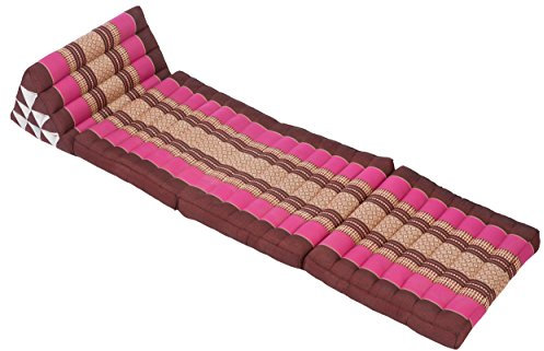 Handelsturm Thaikissen mit Dreieck, faltbar, 170x50 3 Auflagen Thaimuster mit Füllung aus Kapok (Burgunder und pink)