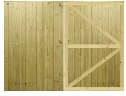 MADE TO MEASURE Wooden Double Driveway Gates Pair Bespoke Ultra Strong Full Framing with Interlocked Tongue & Groove Boards Flat Top Design <6ft (180cm) High x <8ft (244cm) Wide