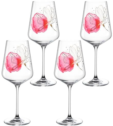 LEONARDO Presente 044480 Lot de 4 verres à apéritif – Aperol Spritz en cristal – Avec imprimé floral – Contenu 560 ml – Passe au lave-vaisselle – Lot de 4 verres à cocktail