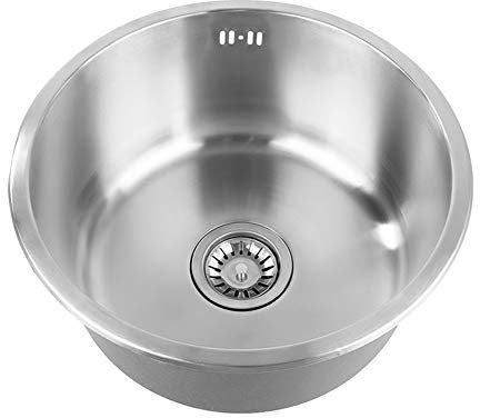Fregadero pequeño de cocina, cuenco único de acero inoxidable para autocaravanas RV para instalación empotrada y empotrada escurridor reversible (41 x 41 x 20 cm)