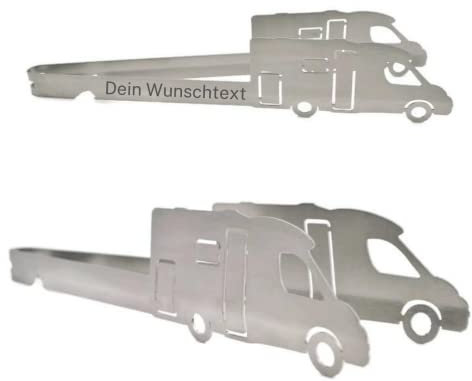 firemeister Grillzange Edelstahl, verschiedene Motive, mit Lasergravur personalisierbar, Geschenkidee (Wohnmobil)