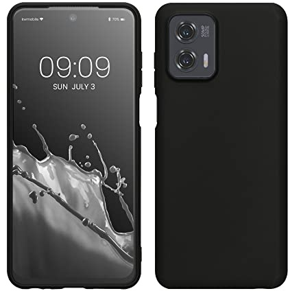 kwmobile Hülle kompatibel mit Motorola Moto G73 5G Hülle - weiches TPU Silikon Case - Cover geeignet für kabelloses Laden - Schwarz matt
