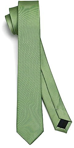HISDERN Herren Krawatte Salbeigrün Schmale Einfarbig Seide Krawatten für Herren Klassische Formelle Elegante Schlipse Hochzeit Party Business Krawatte 6cm