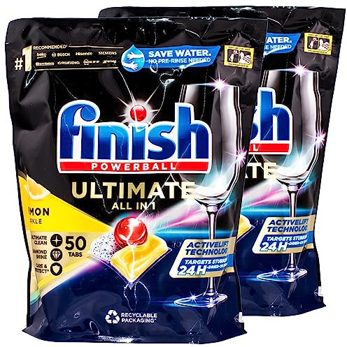 2 x Finish Powerball Ultimate, tout en 1, citron, 50 tablettes = 2 pièces par paquet