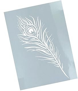 Schablone Pfauenfeder Pfau Feder - Wandschablone Stencil Federschablone Malschablone - Malerei Airbrush Küche Deko Scrapbooking - von zAcheR-fineT (DIN A6)