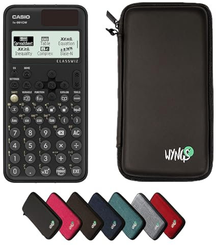 Casio fx-991CW ClassWiz inkl. WYNGS Schutztasche Schwarz - Wissenschaftlicher Taschenrechner - Basic Paket