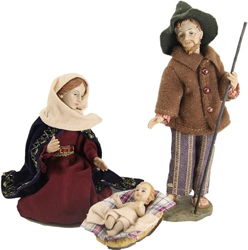 FADEDA 3X Hlg. Familie alpenländisch, Ankleidefiguren/Höhe:10 cm/handbemalt/detailgetreue Krippen Figuren - Weihnachten Tisch Dekoration Krippe Zubehör