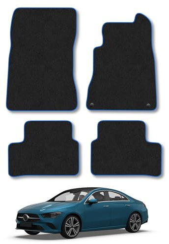 Mercedes CLA (2019-2025) Carpet Car Mats | Blue Edge Trim Tailored Fit Floor Mats Full Coverage Protection Accessories Easy Clean Anti Slip Made in the UK