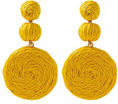 QKEPCY Ohrringe für Frauen Handgemacht Boho-Stil RetroGeometrische Ohrringe Creolen Für Damen Mädchen Birthday Valentines Day Gift Für Mode Weibliche Ohrringe Party (Gelb)