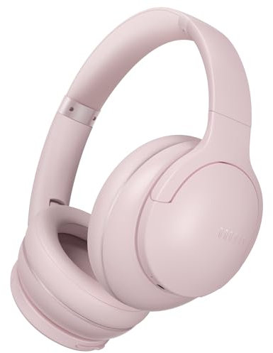DOQAUS Auriculares Inalámbricos, 3 Modos EQ, 90 Horas de Reproducción, BT5.3, Cascos Bluetooth Diadema Estéreo HiFi con Micrófono, Auriculares Bluetooth para Móviles/PC-Rosa