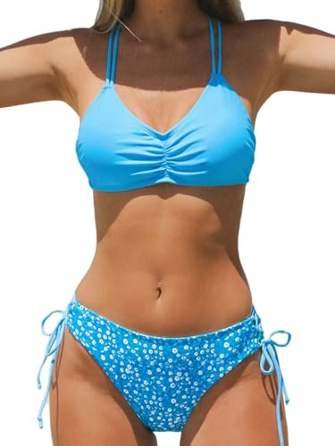 Cupshe 2-teiliges Bikini-Set für Damen mit geflochtenen Trägern und wendbarem Unterteil, S