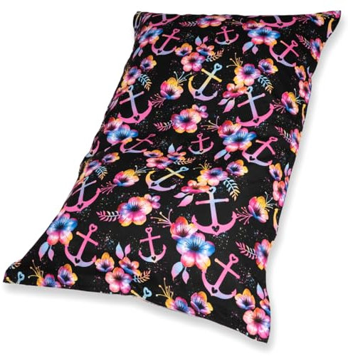 Chillstar XXL Sitzsack Indoor/Outdoor Wasser- und Schmutzabweisend - Bezug abnehmbar und waschbar - Maritime Blossoms Regenbogen auf Schwarz | Bean Bag XXL 330 Liter 135 x 175 cm