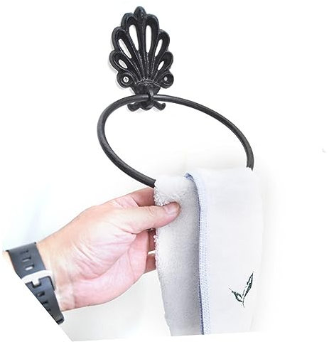 Veemoon Wrought Iron Towel Rack 2 Pcs Paper Towel Holder Towel Rack Towel Hanging Rack Towel Hanging Ring Bathroom Tissue Holder Multifunctional Wall Hook Bamboo Vintage Towel Ring