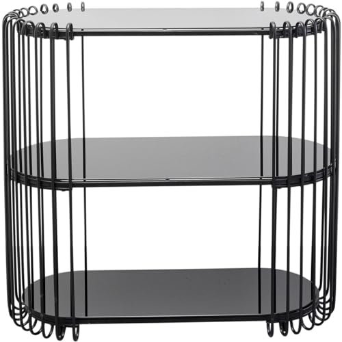 Kare Design Konsole Wire Schwarz, Silber/Schwarz, ESG Sicherheitsglas Böden, Sideboard mit Stauraum, 2 Etagen, Sideboard für Wohnzimmer, Ablage für Flur, Stahl Gestell, 78x81x37 cm (H/B/T)
