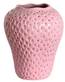 GeRRiT Erdbeere Dekorative Keramikvase, Moderne Erdbeervasen für Blumen Vintage Erdbeervase Wohnzimmer Küche Garten Büro Vase Deko Rot Dekor