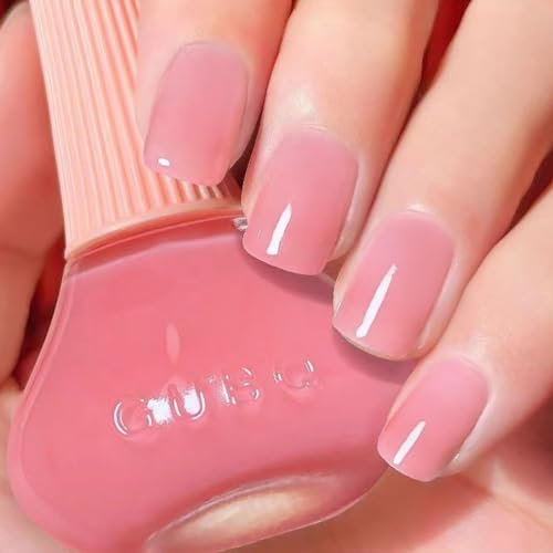 Nude Pink Nail Polish, French Jelly Nail Varnish, Quick Dry Nail Polish Long Lasting Neutral Nail Gel Non-Toxic Water Based Formula Nail Polish Nude for Women Girls DIY Nail Art - 12ml