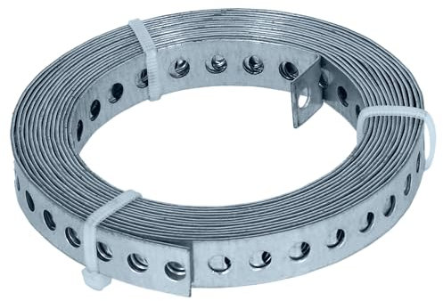 HELPMATE – Lochband 3,0 m Länge – Stahl sendzimirverzinkt – Breite 12 mm – Materialstärke 0,8 mm – hochwertig verzinkt – Robust für Bau, Werkstatt, DIY-Projekte