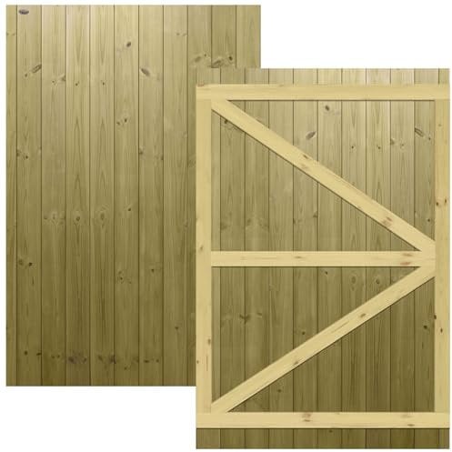 Tongue & Groove Interlocking Fully Framed Flat Top Pedestrian Side Garden Gate Height: 6ft (180cm) x Width: 120 cm Supplied Without a Latch or Hinge Pack